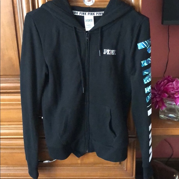 PINK Victoria's Secret Jackets & Blazers - PINK black long sleeve zip up